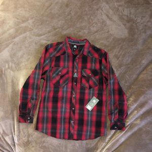 Rock Republic Men's Shirt Large Button Up Long Sleeve Red Plaid